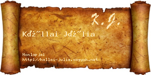 Kállai Júlia névjegykártya